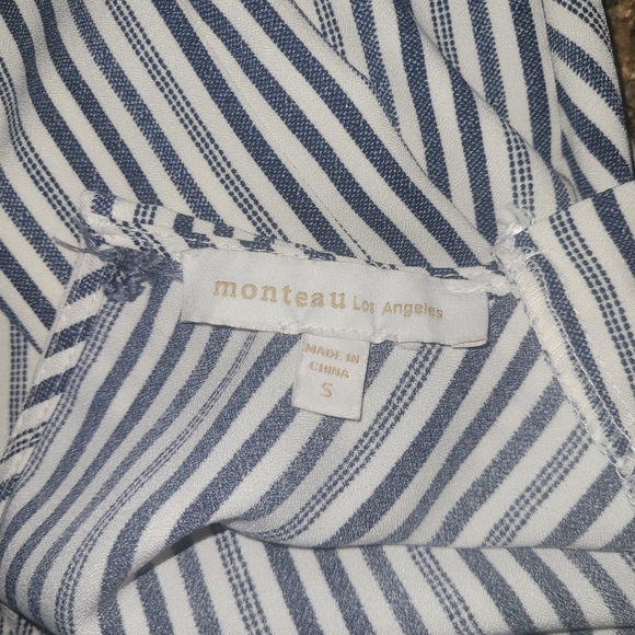 Monteau Striped Blue and White Short Sleeve Jumpsuit S - Picture 8 of 8
